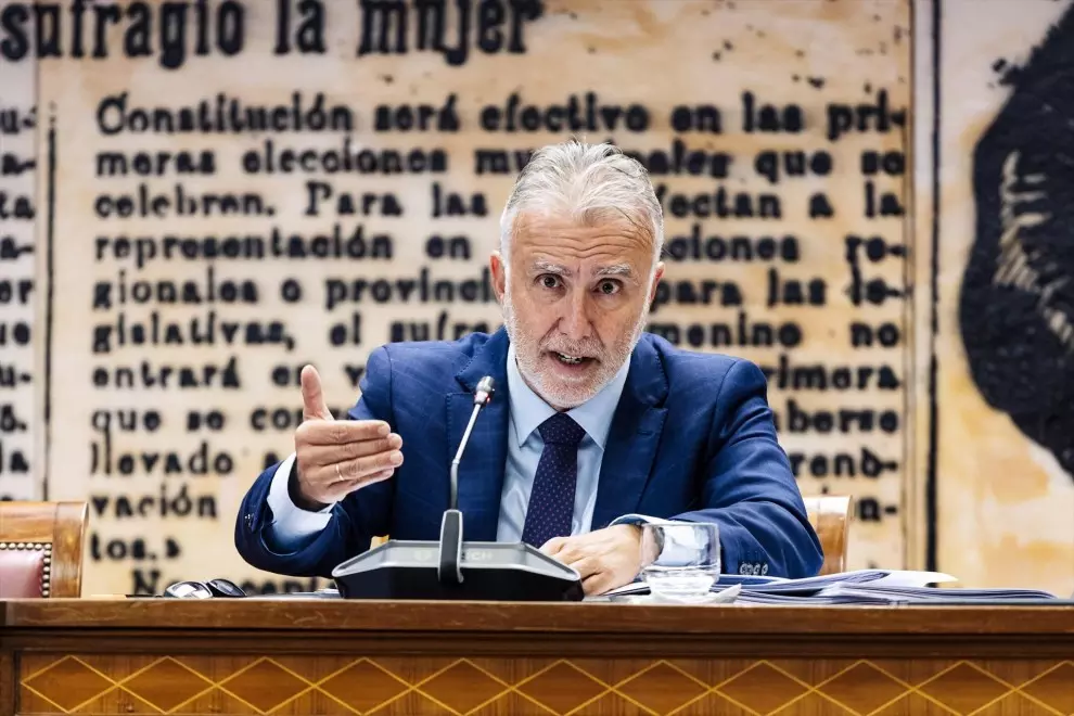 El ministro de Memoria Democrática, Ángel Víctor Torres, comparece en la Comisión de Entidades Locales, a 11 de abril de 2024, en Madrid.