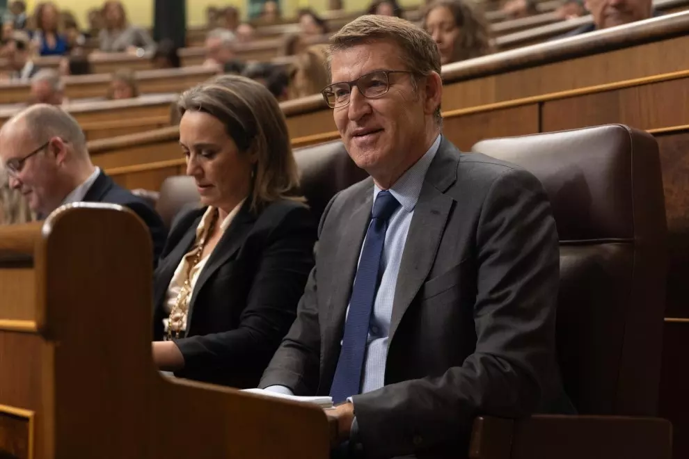 Alberto Núñez Feijóo, durante una sesión de control al Gobierno, en el Congreso de los Diputados, este miércoles. — Eduardo Parra / Europa Press