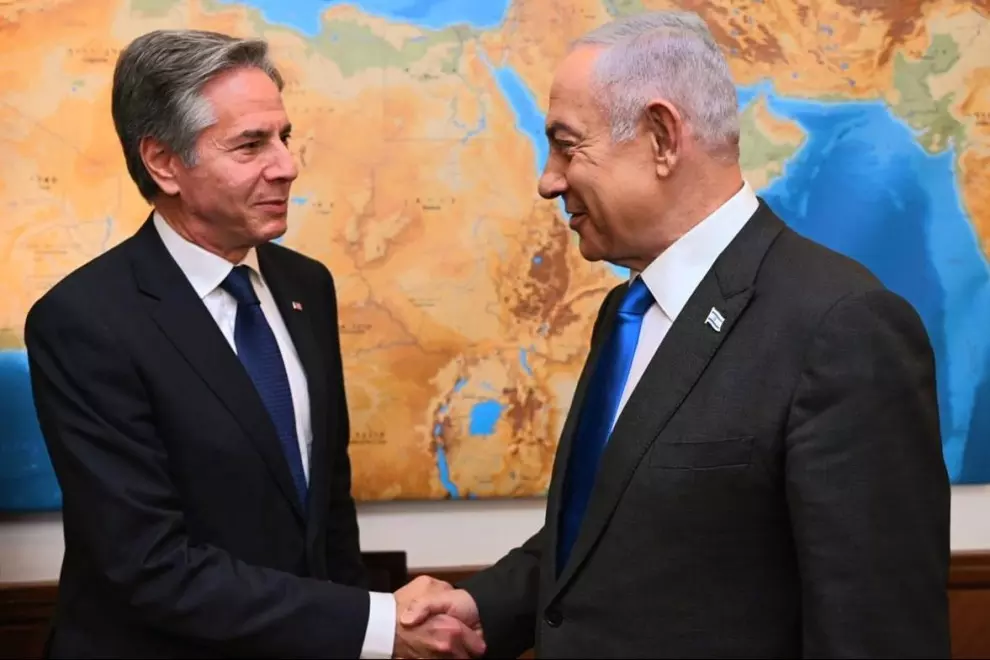 El secretario de Estado estadounidense, Antony Blinken, y el primer ministro israelí, Benjamin Netanyahu, en Jerusalén. — EFE