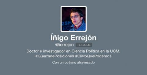 Captura del perfil de la cuenta de Twitter de Íñigo Errejón.