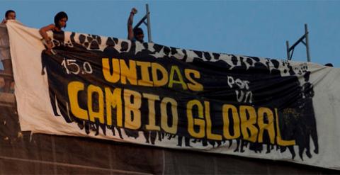 Pancarta en la Puerta del Sol en la protesta del 15-O. - GABRIEL PECOT