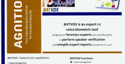Uno de los folletos comerciales del producto Batvox, de la empresa Agnitio, publicados por Wikileaks. PÚBLICO