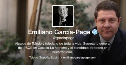 Perfil de Emiliano García-Page en la red social Twitter