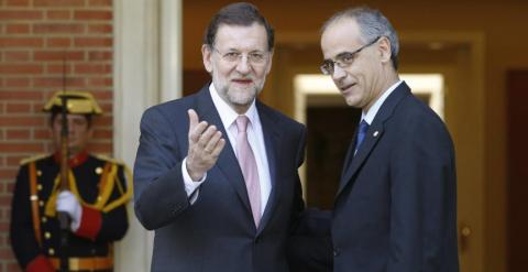 El presidente del Gobierno, Mariano Rajoy, recibe en Moncloa a su homólogo andorrano, Andoni Martín. -EFE