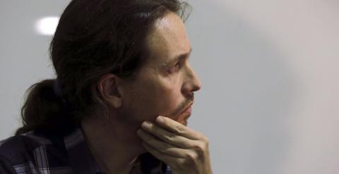 Pablo Iglesias, en la presentación del documento económico de Podemos. EFE