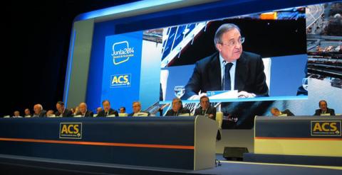 Florentino Pérez interviene en la junta de accionistas de ACS de 2014. E.P.