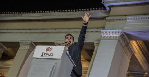 El líder de Syriza, en la tribuna. - CLEMENTE BERNAD