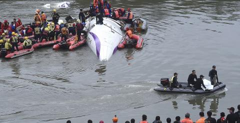Operaciones de rescate en el río Jilong de Taipei. REUTERS