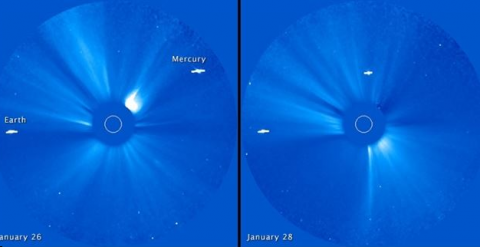 El Sol y la Tierra, vistos desde el The Solar-Terrestrial Relations Observatory A (STEREO A). /NASA