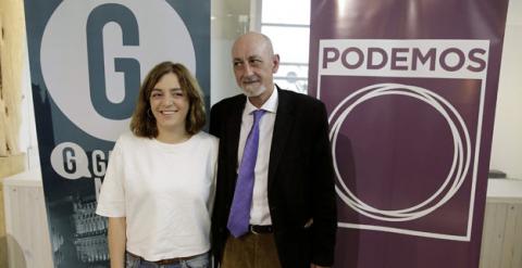 La portavoz de Ganemos Madrid, Celia Meyer, y el secretario local de Podemos, Jesús Montero, en la presentación de su acuerdo / EFE