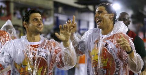 Nadal y Ferrer, pasados por agua en el sambódromo de Río de Janeiro. /REUTERS