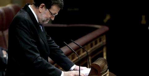 Rajoy, durante el debate en el Congreso. EFE/Ballesteros