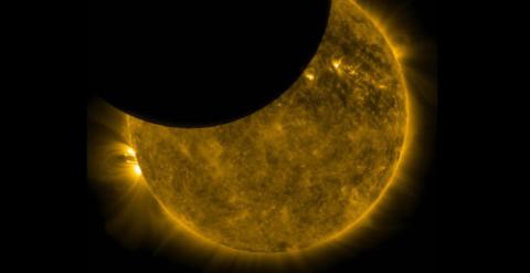 Representación de un eclipse de Sol. /NASA
