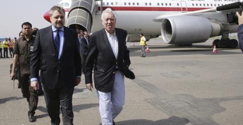 El ministro español de Asuntos Exteriores, José Manuel García-Margallo, que llegó hoy a Nueva Delhi para realizar una visita oficial a la India.- Zipi (EFE)