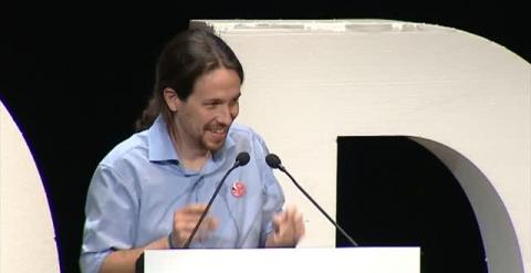 Pablo Iglesias durante la presentación de su programa económico / ATLAS