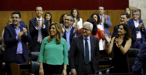 La presidenta de la Junta de Andalucía, Susana Díaz,  ha recibido la confianza de la mayoría del Parlamento andaluz, con los votos del PSOE y Ciudadanos. REUTERS/Marcelo del Pozo