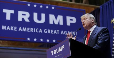 Donald Trump durante el discurso que pronunció este martes en Nueva York. REUTERS/Brendan McDermid