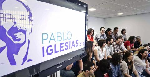 El secretario general de Podemos, Pablo Iglesias, y los líderes del partido durante la presentación en Madrid de la iniciativa 'Ruta del cambio'. EFE/Emilio Naranjo
