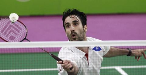 Pablo Abián durante la final de bádminton en Bakú. /EFE