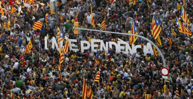 Manifestación por la independencia de Catalunya durante la última 'Diada'.- EFE