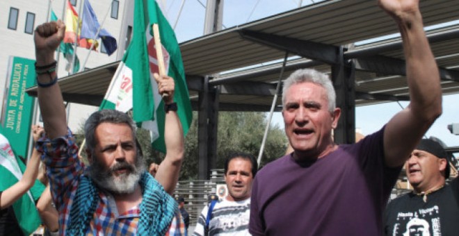 Juan Manuel Sánchez Gordillo y Diego Cañamero en una protesta.