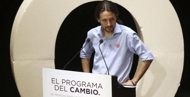 Pablo Iglesias tras su mitin de este sábado en Vallecas. DANI GAGO / PODEMOS