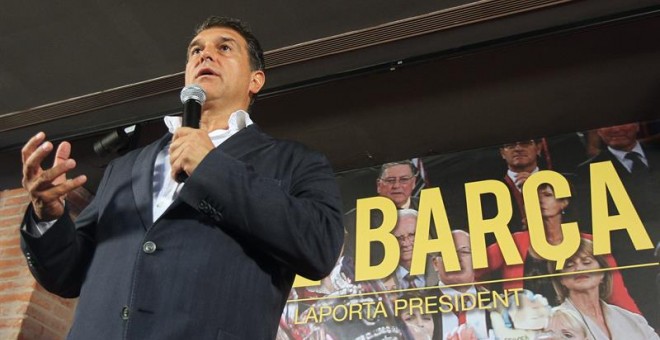 Joan Laporta en un acto de campaña hace dos días en Barcelona. /EFE