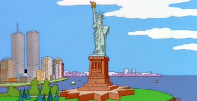 Escena de The Simpsons en la que se ve la ciudad de Nueva York. YOUTUBE