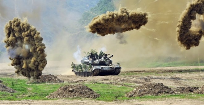 Maniobras de entrenamiento militar en Corea del Norte.- AFP