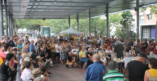 Imagen de la concentración de la ANC en Nou Barris (Barcelona)./ R. X.