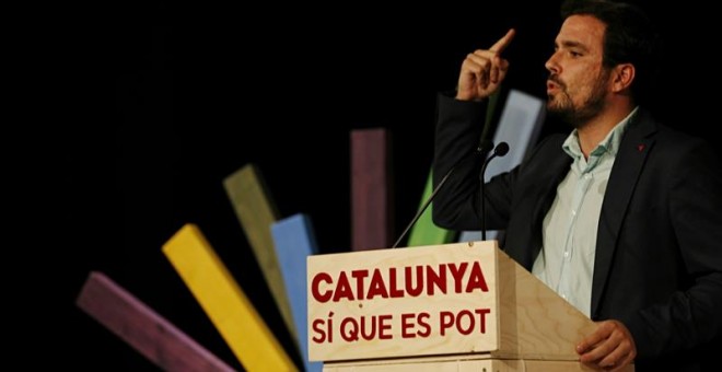 Garzón, durante el acto de Catalunya Sí que es pot. EFE/Alejandro García