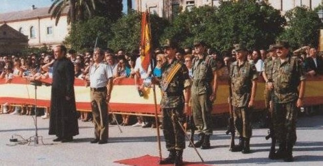 Jura de bandera en el cuartel 'Capitán Sevillano', en Pozuelo de Alarcón (Madrid)