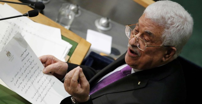 El presidente palestino Mahmoud Abbas, durante su intervención ante la Asamblea General de la ONU. REUTERS/Carlo Allegri