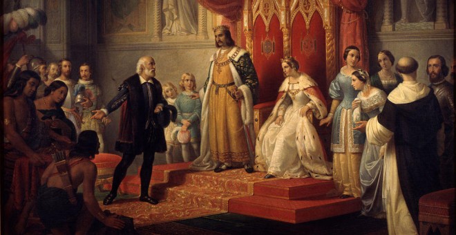 Cristóbal Colón en la corte de los reyes Católicos, Juan Cordero (CC)