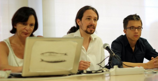 Carolina Bescansa, Pablo Iglesias e Iñigo Errejón durante una rueda de prensa reciente.- DANI GAGO (PODEMOS)