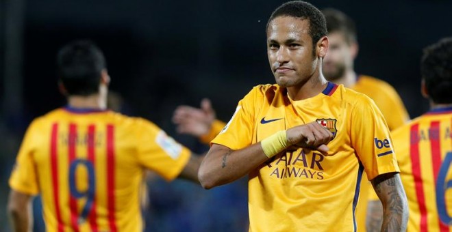 Neymar celebra su gol al Getafe. EFE/Juan Carlos Hidalgo
