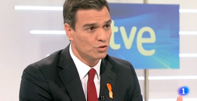 Pedro Sánchez, en un momento de la entrevista.- RTVE