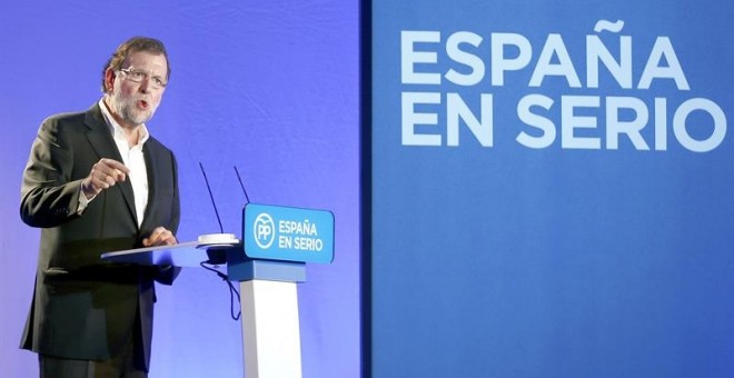 Mariano Rajoy, en el acto de presentación de los cabezas de lista del PP, en Barcelona. EFE
