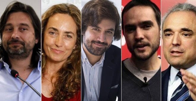 Rafael Mayoral (Podemos); Carolina Punset (Ciudadanos); Alfonso García Vicente (PP); Víctor Alonso Rocafort (Unidad Popular); y Rafael Simancas (Psoe).