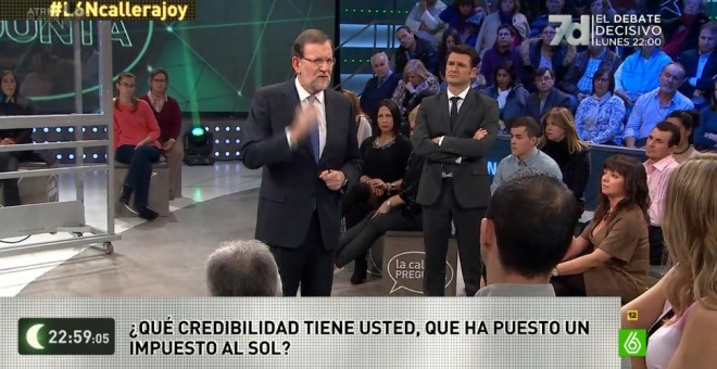 Rajoy, en el plató de La Sexta Noche.