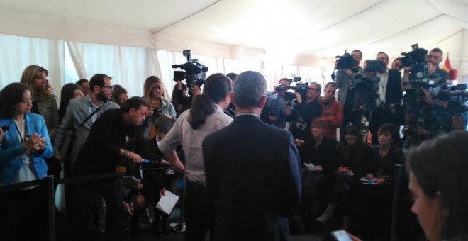 Pablo Iglesias ante la prensa