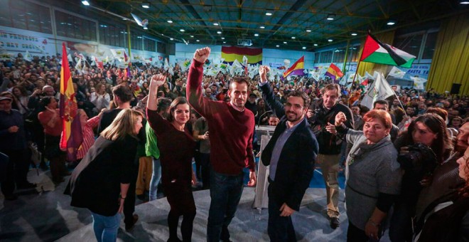 Alberto Garzón, durante su mitin en Sevilla.- JAIRO VARGAS