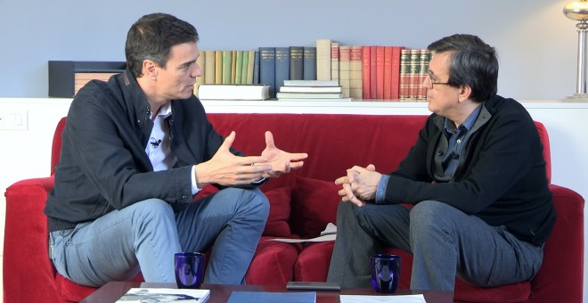 Un momento de la entrevista con Pedro Sánchez, celebrada sólo tres días antes de las elecciones generales del 20-D.