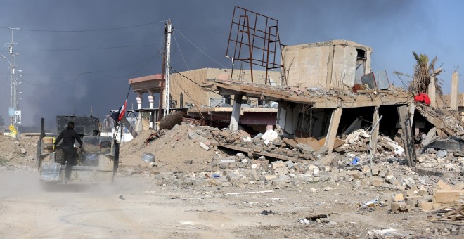 Un edificio del Gobierno en Ramadi, destruido tras la lucha por la ciudad.- REUTERS