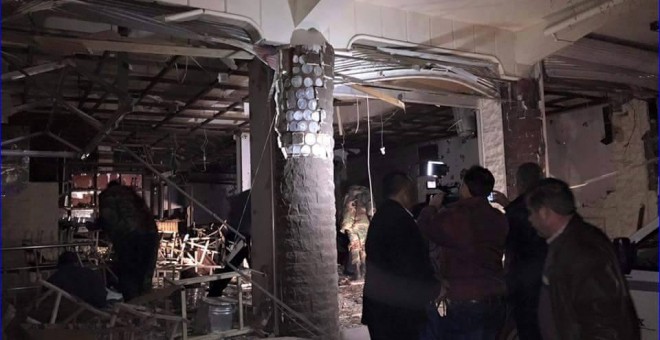 Estado de uno de los restaurantes de cristianos asirios atacados por Daesh en los últimos días
