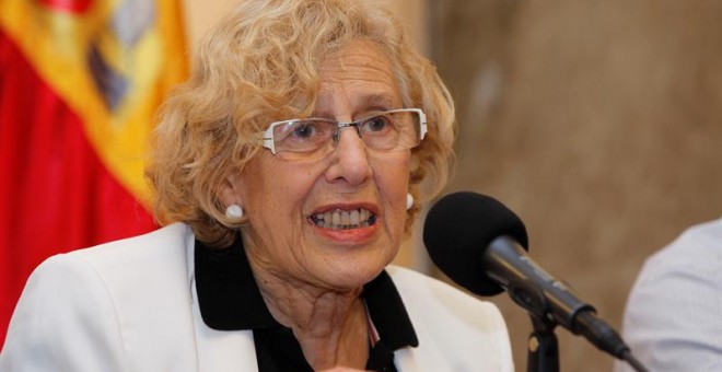 Manuela Carmena, este viernes en el Ayuntamiento de Madrid. EFE