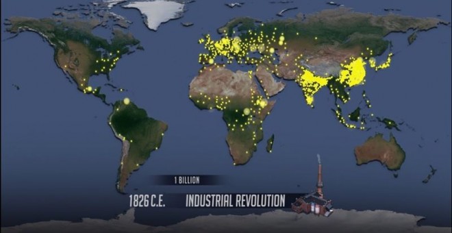Imagen de la población mundial durante la Revolución Industrial. POPULATION CONNECTION.