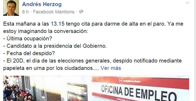 Perfil de Facebook del exportavoz de UPyD Andrés Herzog.