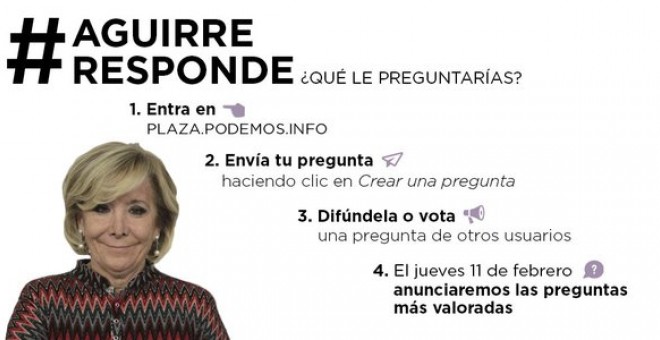 Podemos abre un buzón para recoger preguntas para Aguirre sobre corrupción.