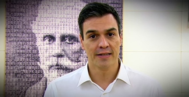 El líder del PSOE, Pedro Sánchez, en una imagen del vídeo que ha grabado para pedir el apoyo de sus militantes al pacto con Ciudadanos. YOUTUBE